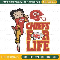 Kansas City Chiefs Betty Boop For Life embroidery design, Chiefs embroidery, NFL embroidery