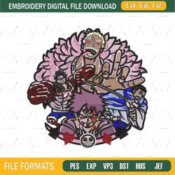Anime One Piece Poker Card Embroidery Design png