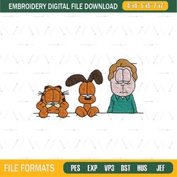 Garfield Odie and Jon Arbuckle Embroidery