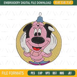Minnie Mouse Christmas Ornament Embroidery Png