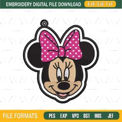 Pink Bow Minnie Mouse Sticker Embroidery Png