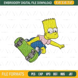 Bart Simpsons Skateboarding Embroidery Png