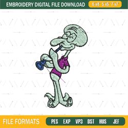 The Squidward Tentacles Clarinet Bug Embroidery Png