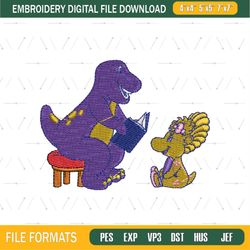 Barney Teaching Baby Bop Embroidery Png