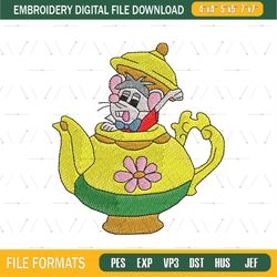 Mouse In The Teapot Embroidery Png