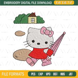 Hello Kitty Raining Day Embroidery png