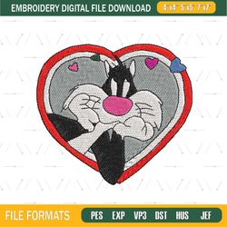Sylvester Cat Heart Embroidery