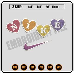Nike heart embroidery design
