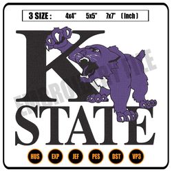 Kansas State Wildcats logo embroidery design, Sport embroidery, logo sport embroidery