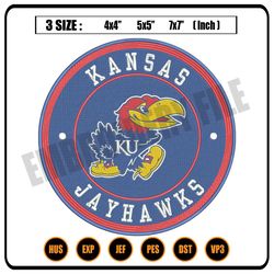 NCAA Logo Embroidery Files, NCAA Kansas Jayhawks Embroidery Designs