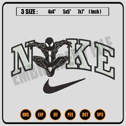 Black Spiderman Nike embroidery design, Black Spiderman embroidery