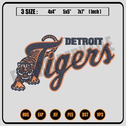 Detroit Tigers With Tiger Letter Logo Embroidery Designs