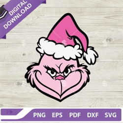 Pink Grinch Christmas SVG, Grinchmas SVG, Vintage Christmas Grinch SVG Cricut Files,NFL svg, Football svg, super bowl sv