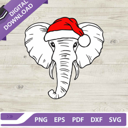 elephant with santa hat svg, elephant with hat christmas svg, christmas svg, valentine svg, valentine day svg