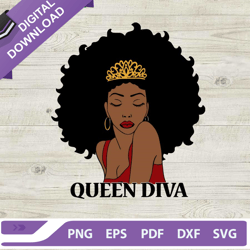 Afro Queen Diva SVG, Black Woman SVG, Afro Queen SVG, Africa SVG