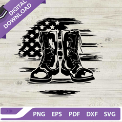 American Flag Combat Boots Svg, US Military Boots Svg, Distressed American Flag Combat Boots Svg