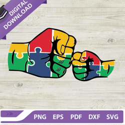 Autism fist bump SVG, Holding hand of daddy and son SVG, Autism awareness day fist bump SVG