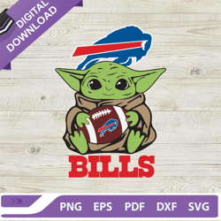 Baby Yoda Buffalo Bills SVG, Baby Yoda Holding Football SVG, Buffalo Bills NFL SVG, Star Wars Football SVG