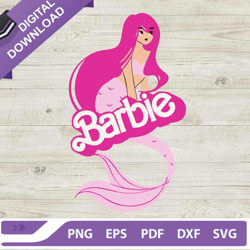 Barbie Mermaid Princess SVG, Barbie Pink Doll SVG, Mermaid Girl