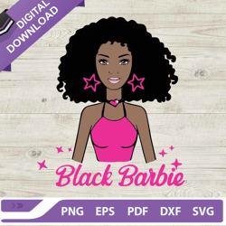 Black Barbie Movie SVG, Black Barbie Girl SVG, Afro Barbie SVG, Barbie Pink Movie