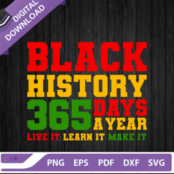 Black History 365 Days A Year SVG, Black History SVG, Like it learn it Male it SVG