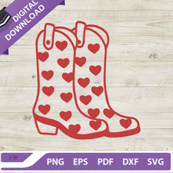 Cowboy Boot Valentine SVG, Valentines day SVG, Cowboy boot with heart SVG