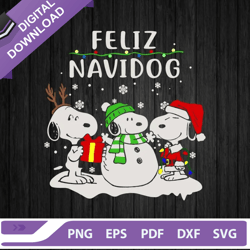 Feliz navidog snoopy christmas SVG, Snoopy snowman SVG, Snoopy christmas SVG