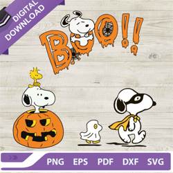 Funny Snoopy Halloween Bundle SVG, Snoopy Boo SVG, Pumpkin Snoopy and Woodstock SVG