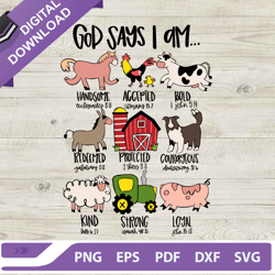 God says I am Handsome accepted Bold SVG, God Farmer Boy Bible SVG, Cattle Animals funny SVG PNG DXF