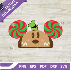 Goofy Head Gingerbread Man SVG, Goofy Christmas SVG, Disney Gingerbread SVG PNG DXF
