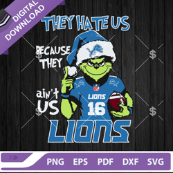 Grinch They Hate Us Because They Aint Us Detroit Lions SVG, Grinch Christmas NFL SVG, Grinch NFL Football Team SVG Cricu