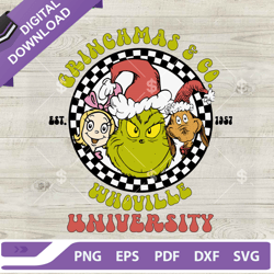 Grinchmas And Co Whoville University SVG, Retro Grinch And Max Dog SVG, Grinch And Friend SVG, Christmas Checkered SVG C