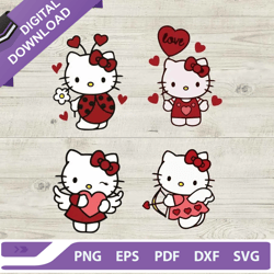 Hello Kitty Cupid Valentine SVG, Hello Kitty Valentine Bundle SVG, Vallentine Love Heart SVG