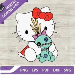 Hello Kitty Stitch SVG, Hello Kitty Stitch Doll SVG, Halloween Kitty SVG Files