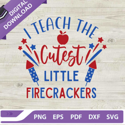I teach the cutest little firecrackers SVG, Teacher 4th of july SVG, Independene SVG