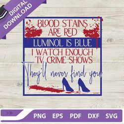 I watch tv Crime Show SVG, Blood stains are red SVG, Theyll never find you SVG