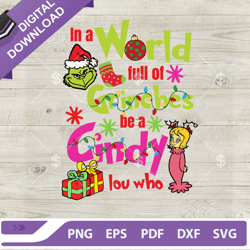 In A World Full Of Grinches Be A Cindy Lou Who Christmas SVG, Grinch Ornament SVG, Christmas Light SVG PNG DXF EPS File
