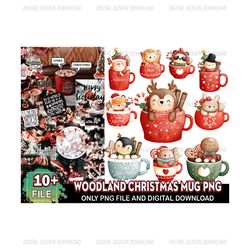 10 Christmas Mug Woodland Png, Xmas Png, Christmas Woodland Png, Christmas Png, Merry Christmas Svg, Instant Download