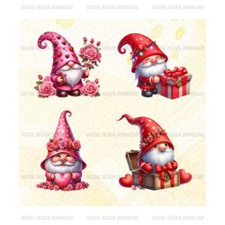 Gnomes Valentine PNG Bundle, Gnomes SVG, Pink Valentine SVG, Valentine PNG, Cute Love Valentine PNG Bundle, Valentine Da