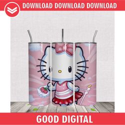 Kawaii Cat Pink Hello Kitty 20oz Skinny Tumbler PNG