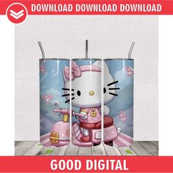 Hello Kitty Pink Bicycle Design Skinny Tumbler PNG