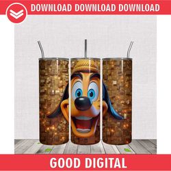 3D Bling Goofy Dog 20oz Tumbler Wrap PNG