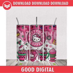 3D Inflated Kitty Christmas Coffee Tumbler Wrap PNG