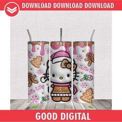 3D Ginger Bread Hello Kitty Christmas Tumbler Wrap PNG
