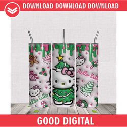3D Christmas Tree Cake Kitty Cat Tumbler Wrap PNG