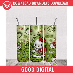 3D Grinchmas Tree Hello Kitty Tumbler Wrap PNG