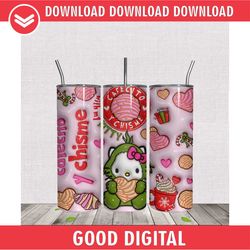 3D Cafecito Y Chisme Kitty Grinchmas Tumbler Wrap PNG