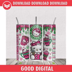 3D Merry Kittymas Coffee Tumbler Wrap PNG