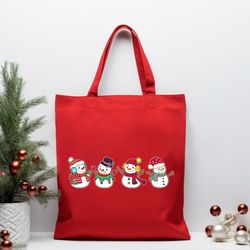Cute Snowman Tote Bag Christmas Canvas Bag, Christmas Shoulder Bag, Kids Christmas Bag, Kids Xmas Gifts