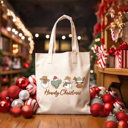 Howdy Christmas Bag Western Vibes, Christmas Tote Bag, Christmas Shoulder Bag, Christmas Gifts, Merry Christmas Yall